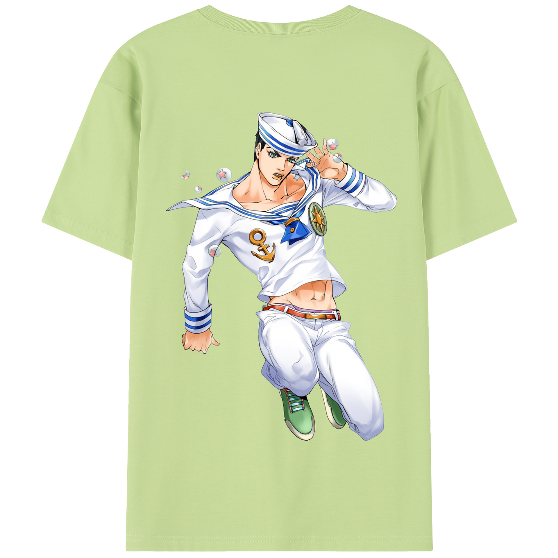 （画像用） ジョジョの奇妙な冒険 東方定助 JoJo's Bizarre Adventure Higashikata Josuke 綿100％半袖Tシャツ（背面プリント）